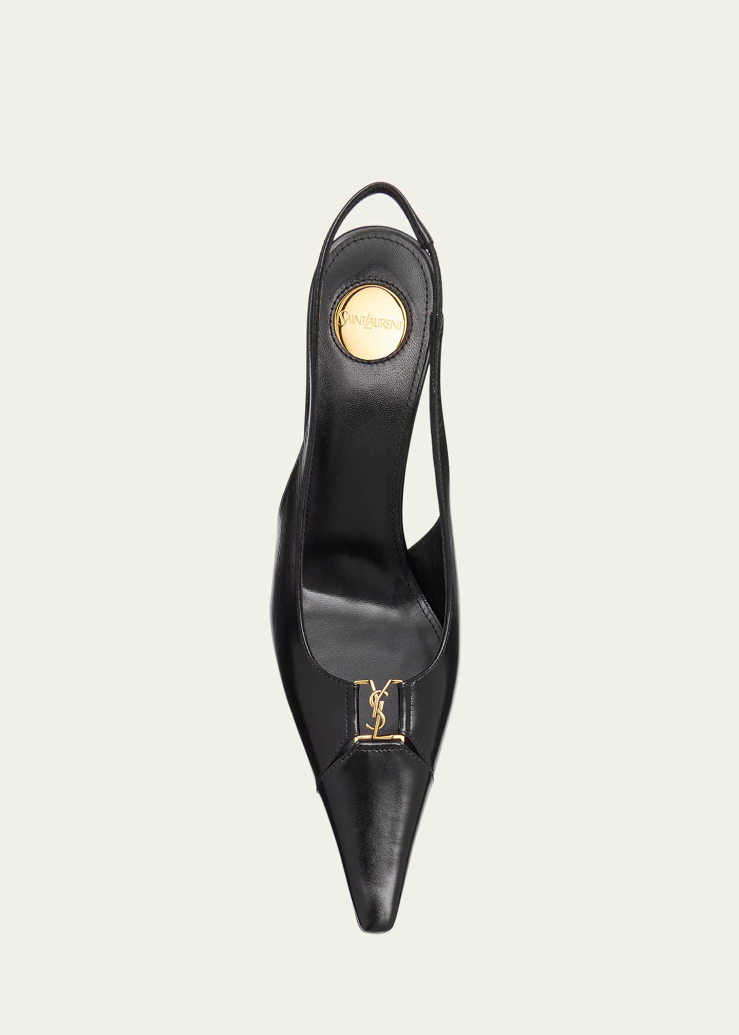 Saint Laurent Babylone Leather YSL Slingback Pumps | Bergdorf Goodman