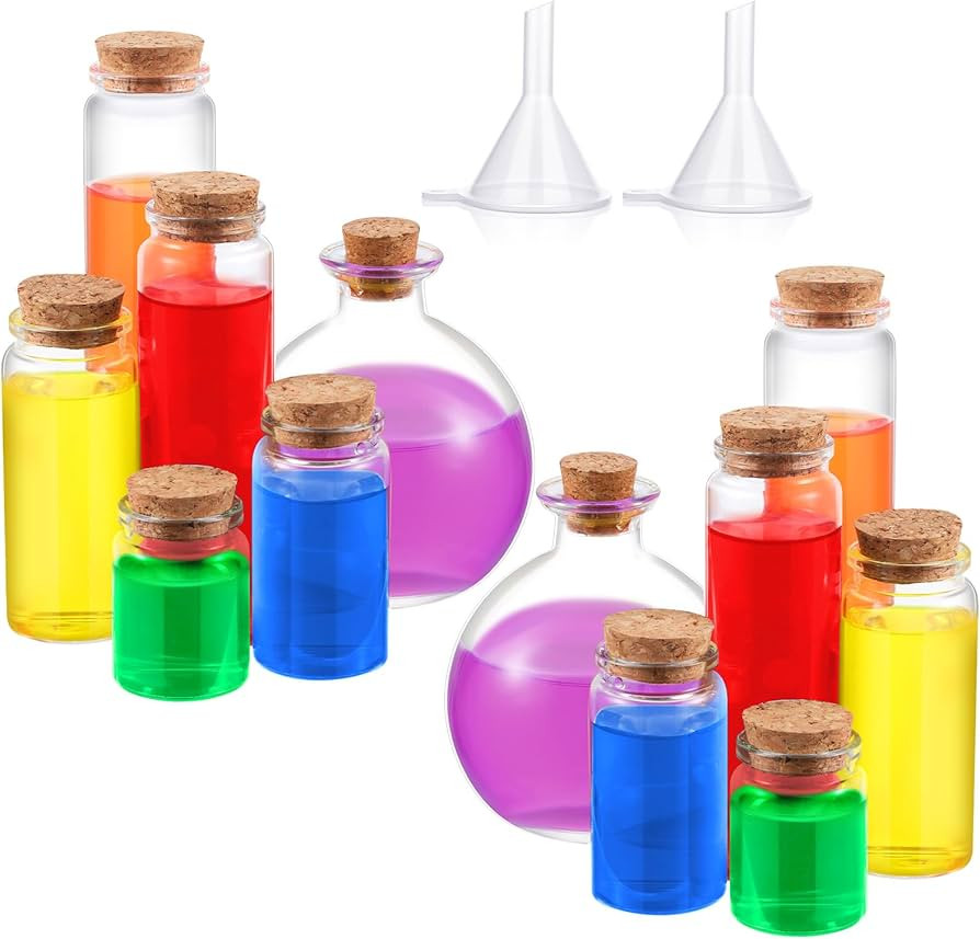 12 Pcs Halloween Glass Potion Bottle with Corks 6 Size Assorted Mini Glass Bottle Clear Message J... | Amazon (US)