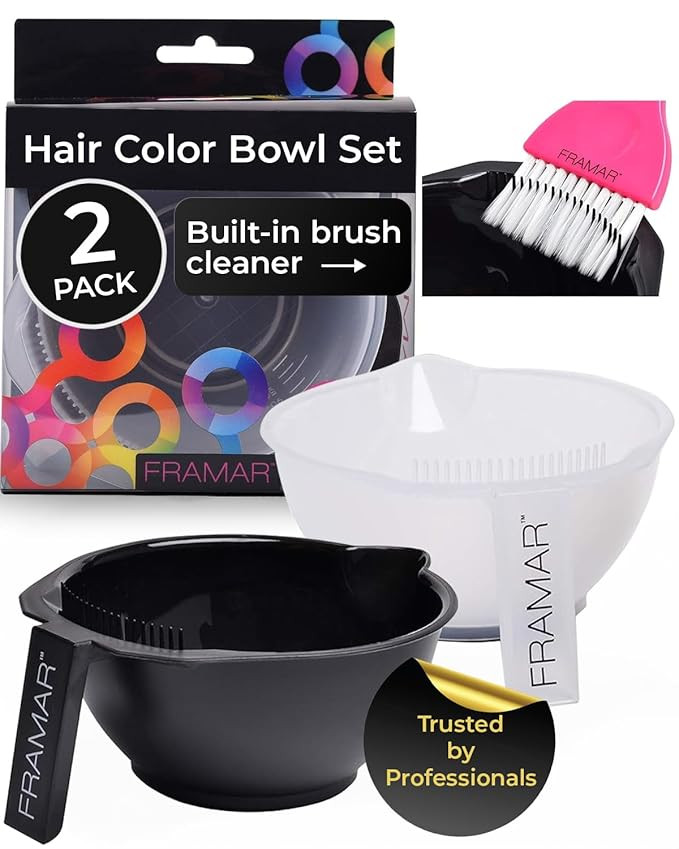 FRAMAR Color Bowl with Cleaner Set – Color Bowls For Hairstylist, Hair Dye Bowl With Brush Clea... | Amazon (US)