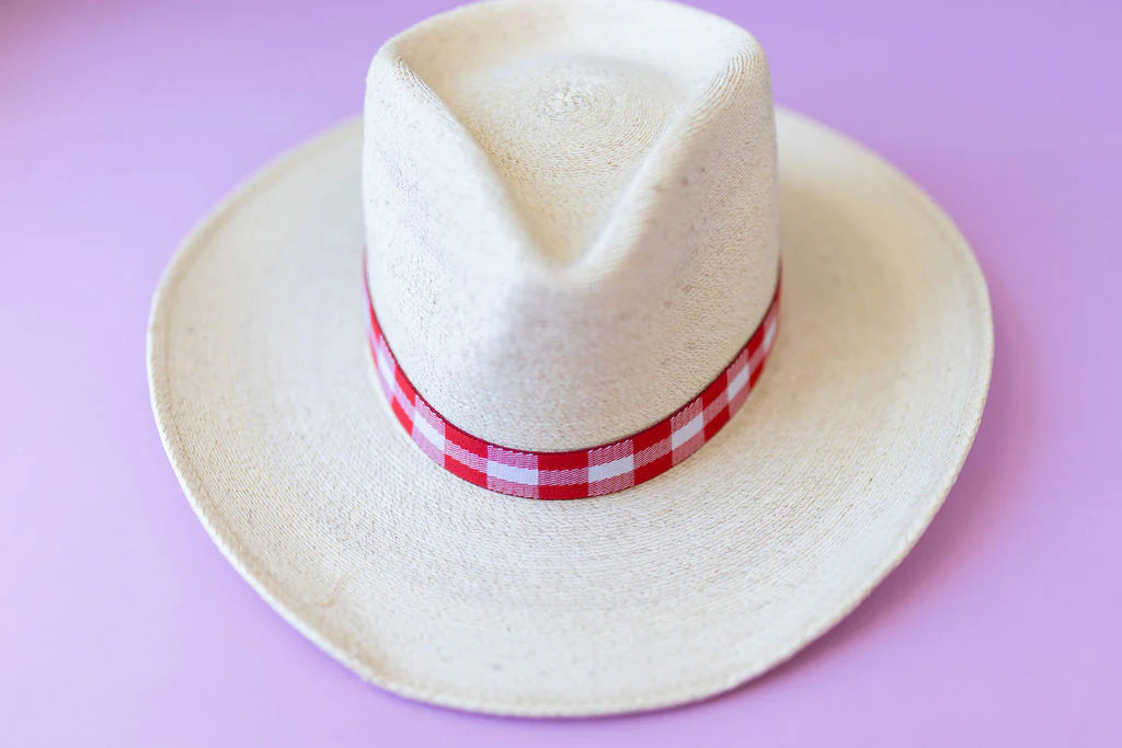 1” Red Gingham Hat Band | Bandette Bands