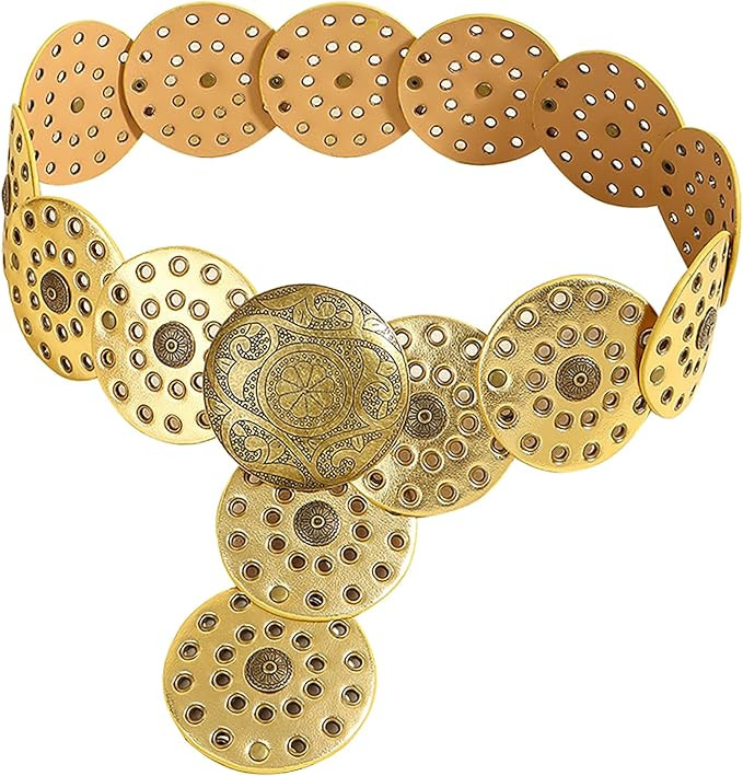 Heyjoin Hollow Wide Disc Belt for Women Concho Leather Metal Buckle Boho Belt Cowgirl Vintage Wes... | Amazon (US)