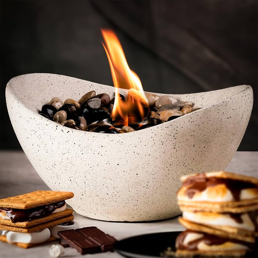 Amazon.com : SOLACEA Elegant Concrete Table top FirePit I Portable Tabletop Fire Pit Outdoor I Ve... | Amazon (US)