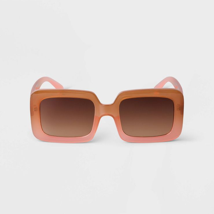 Women's Oversized Plastic Retro Rectangle Sunglasses - A New Day™ | Target