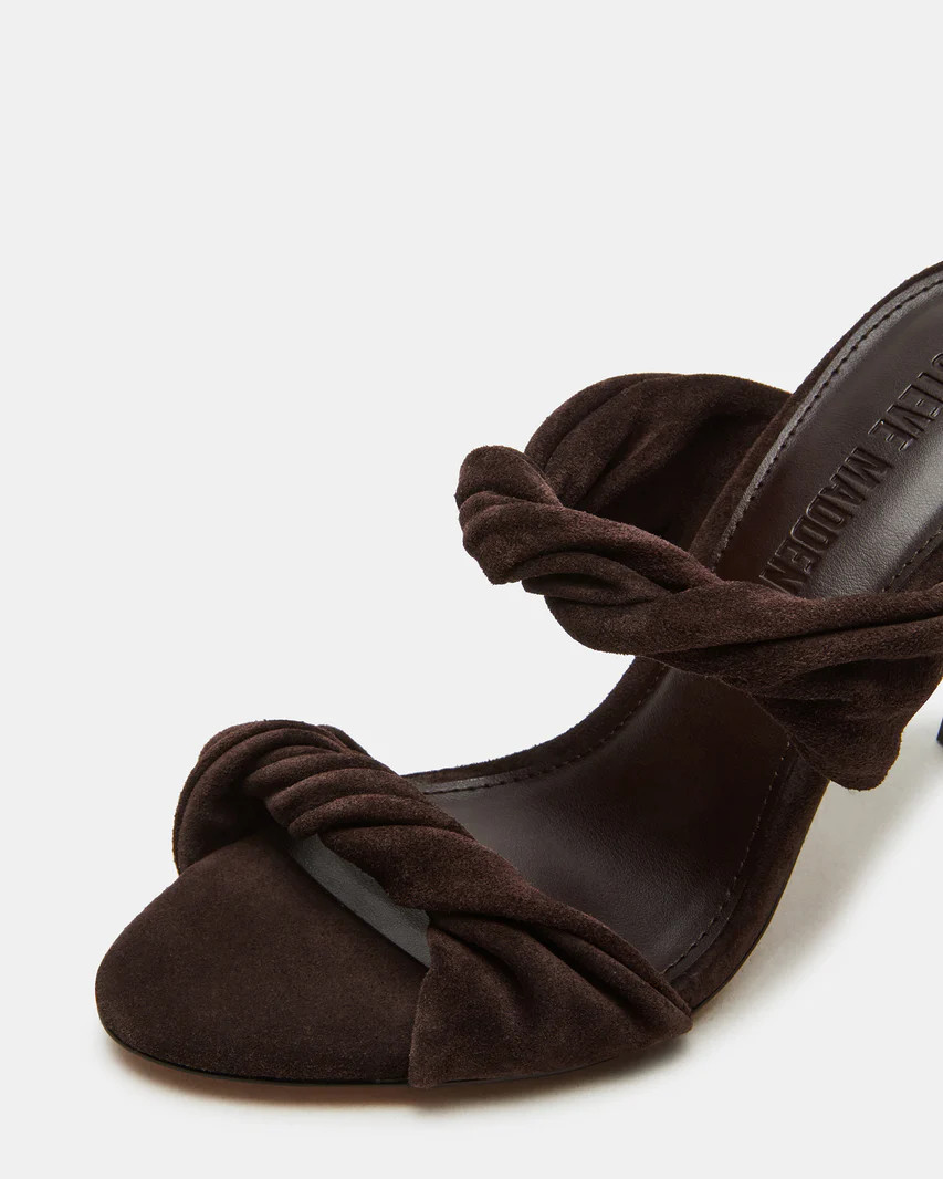 TROPHY Brown Suede Stiletto Mule Heel | Women's Heels | Steve Madden (US)