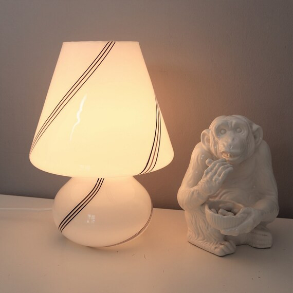 Murano-Glas-Vintage-Pilz-Tischleuchte mit schönen wirbelte Glas, Murano zurück und weißem Glas... | Etsy (DACH)