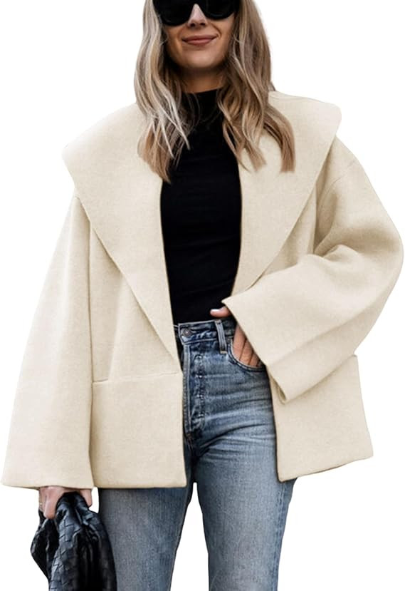 Hooever Women's Shawl Collar Sweater Oversized Cardigan Open Front Fall Winter Cropped Knit Sweat... | Amazon (US)