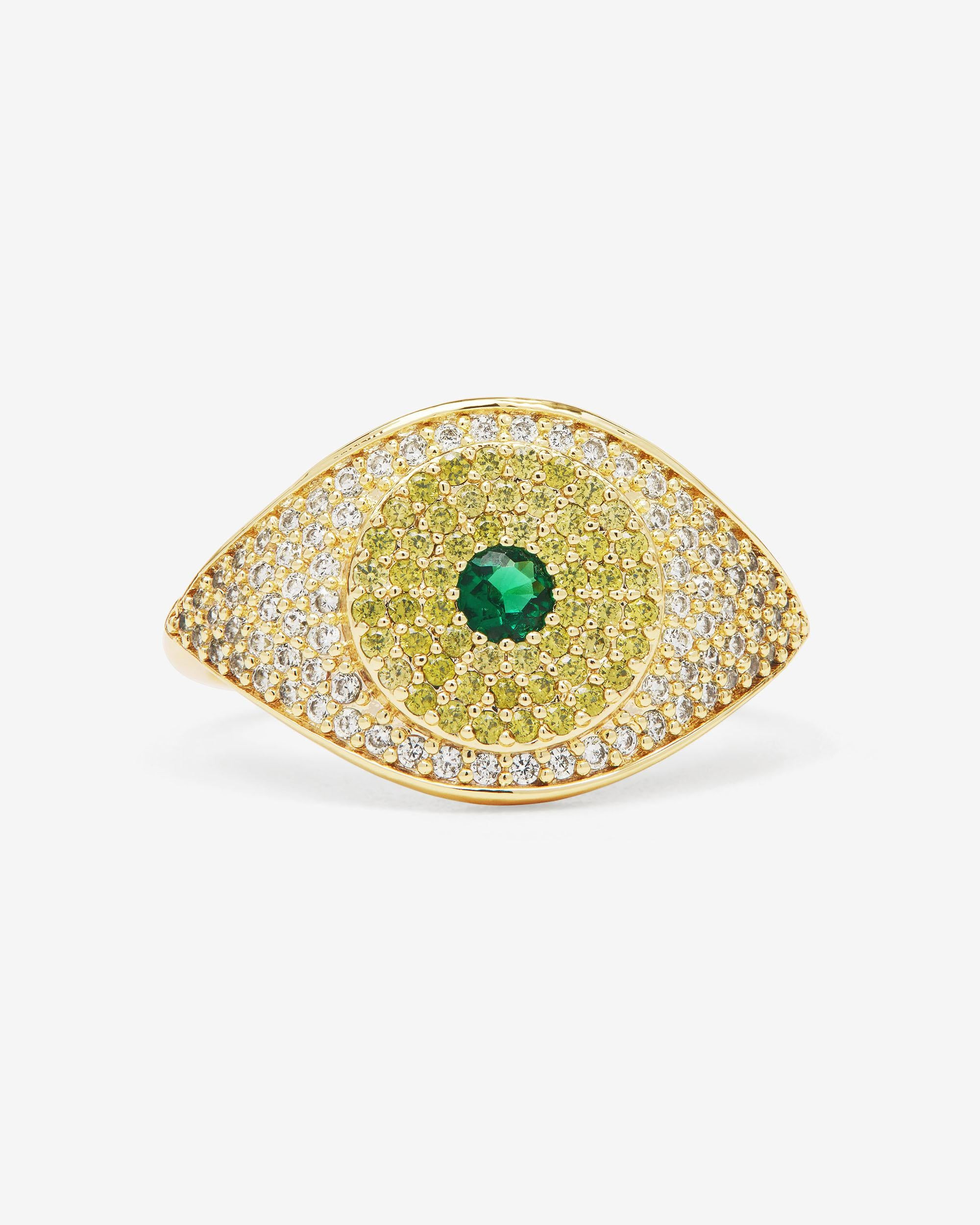 Green Evil Eye Ring - Gold|Emerald | Melinda Maria Jewelry