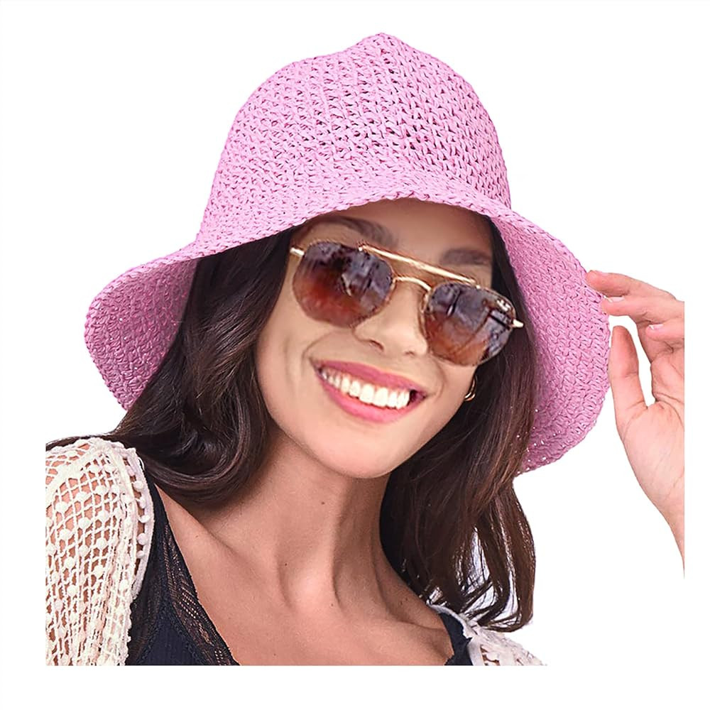 HZEYN Womens Straw Hat Wide Brim Crotchet Straw Bucket Sun Hat Packable Floppy Beach Hats for Wom... | Amazon (US)