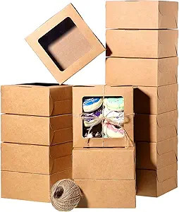 50 Pieces Bakery Box with Window Cookie Boxes Mini Kraft Boxes Gift for Pastries, Candy, Pie, Cup... | Amazon (US)