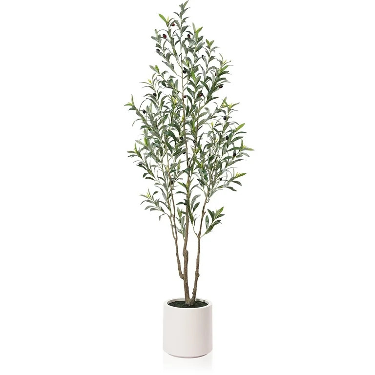 DR.Planzen 6 FT Large Artificial Olive Tree in White Planter With Lifelike Moss | Walmart (US)