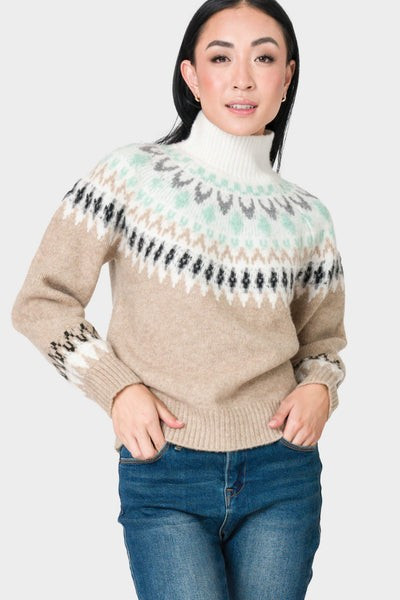 Mock Neck Fair Isle Sweater | Gibson