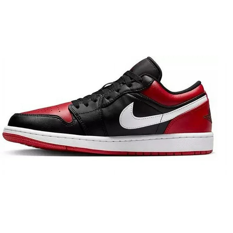 Nike Men’s Shoes Genuine Leather Air Jordan 1 LOW, Black/Gym Red-White, Size 10.5 | Walmart (US)