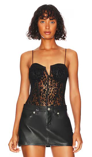 Eileen Lace Cami Bodysuit in Black | Revolve Clothing (Global)