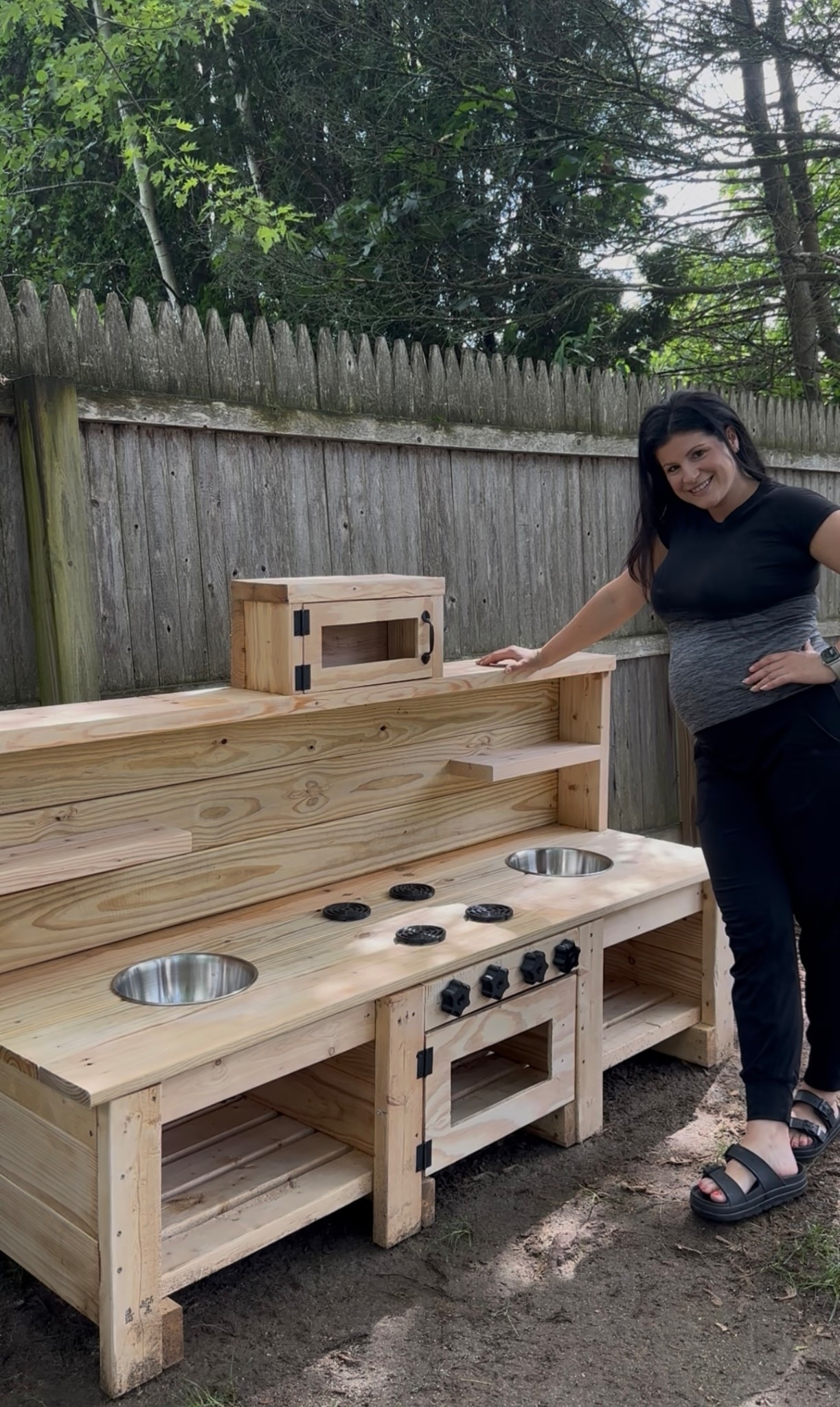 Built this mud kitchen at 22 weeks pregnant because I’m clearly nesting… just outside.


I’ve already been served dirt soup, sand muffins, and pie. Worth every penny! 
⁣
✨ Just a little Mom Made Magic.
⁣
#mommademagic #mudkitchen #24weekspregnant #diyproject #backyardplay #pregnantmomlife #romanticizingmotherhood #momlife
