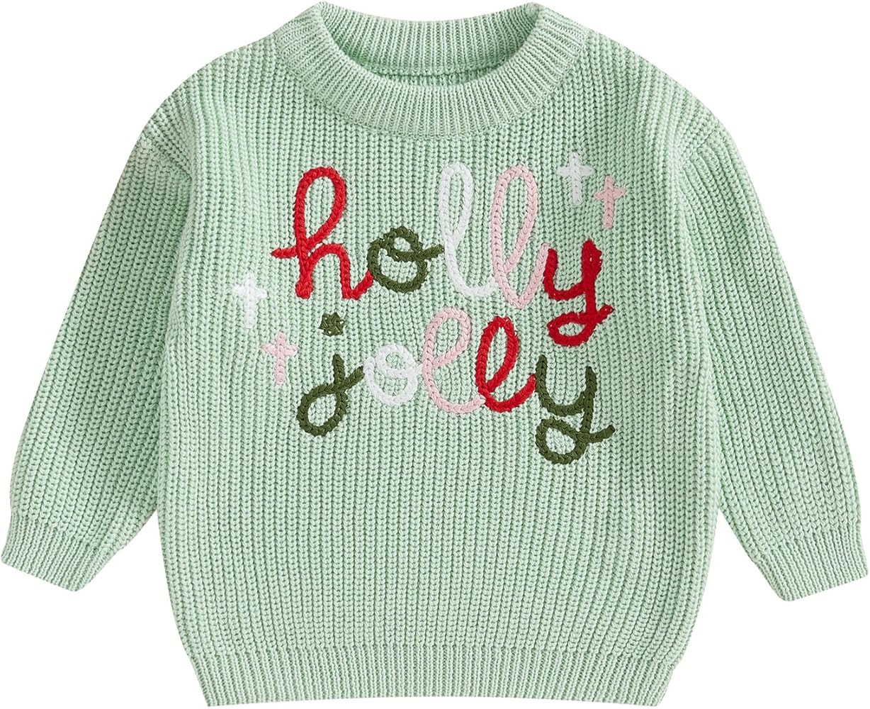 Baby Girl Boy Cute Gingerbread Man Embroidery Long Sleeve Oversized Sweater Newborn Infant Christ... | Amazon (US)