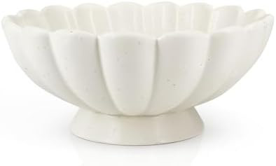 Accessoryway 8" White Fluted Scalloped Decorative Bowls -Moderate Ceramic Fruit Bowl for Kitchen ... | Amazon (US)