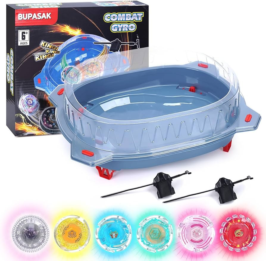 Light Ignite Spinning Tops Battle Set, with Bey Stadium, 6 Light Ignite Spinning Tops, and 2 Laun... | Amazon (US)
