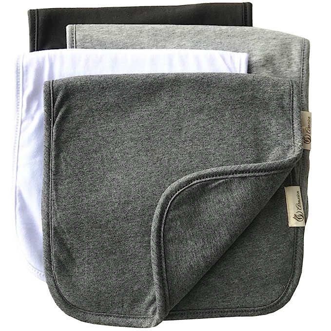 Burp Cloths for Babies, Grey Black and White Set, 20 by 10 Inches 3 Layers, Cotton and Absorbent ... | Amazon (US)