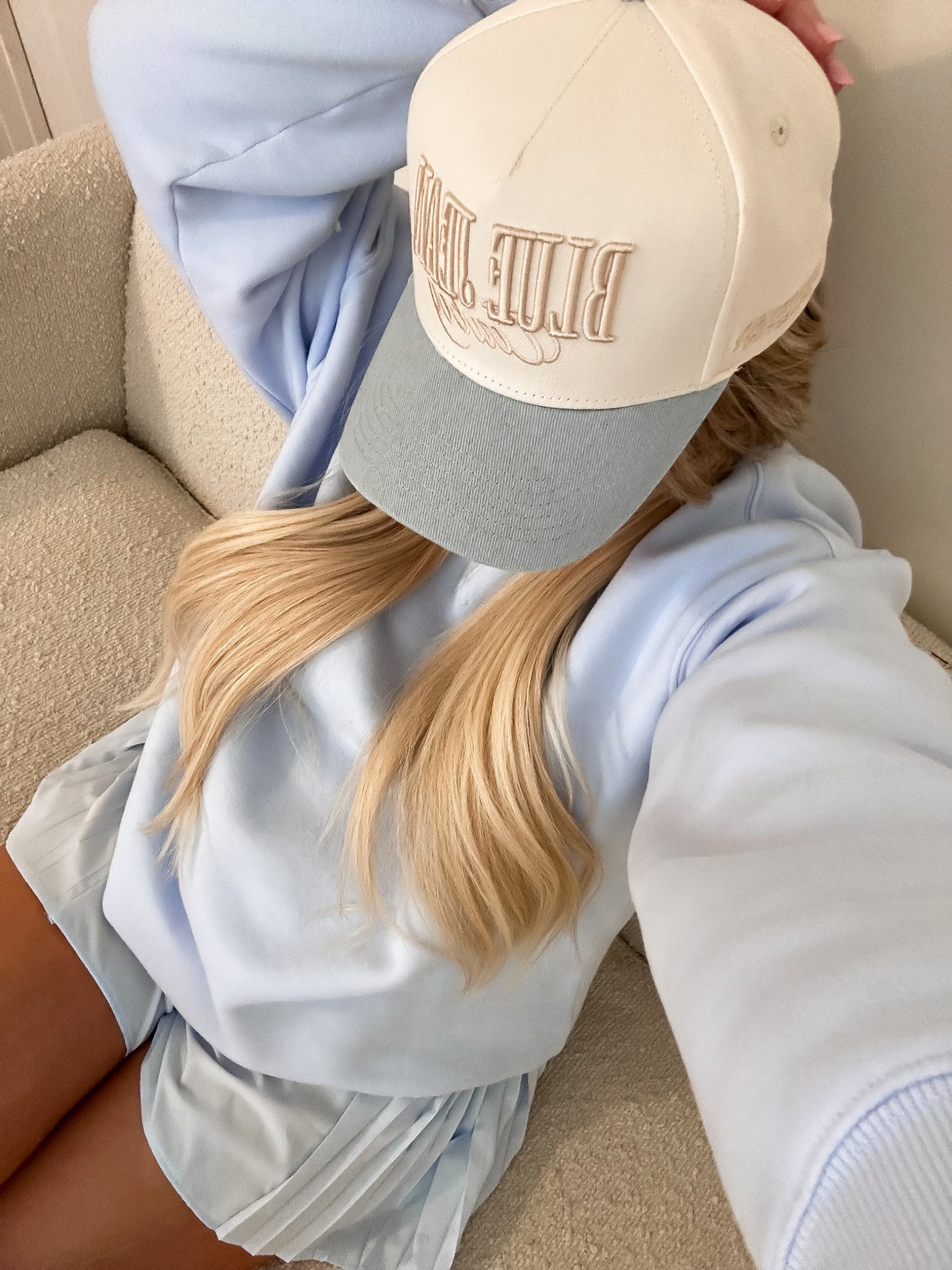 Spring sale!! Perfect spring /summer fit!!! Shorts tts and sweatshirt is the perfect oversized fit. I got them in yellow also. Obsessed!! The shorts are pleated and flowy 💛🩵 

#LTKActive #LTKSaleAlert #LTKStyleTip