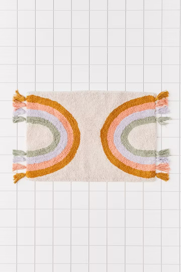 Rainbow Fringe Bath Mat | Urban Outfitters (US and RoW)