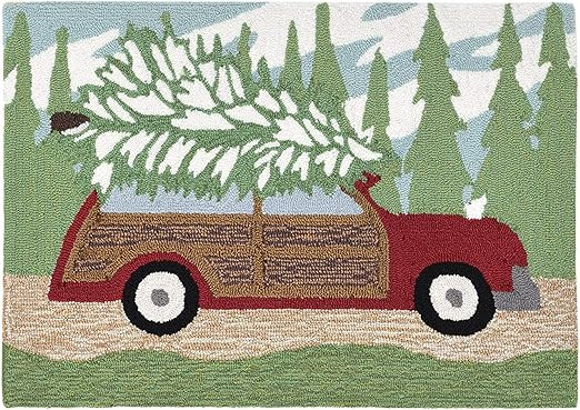 Liora Manne Front Porch Woody Wonderland Pine Indoor/Outdoor Rug, 20" X 30", Dark Green and Brown | Amazon (US)