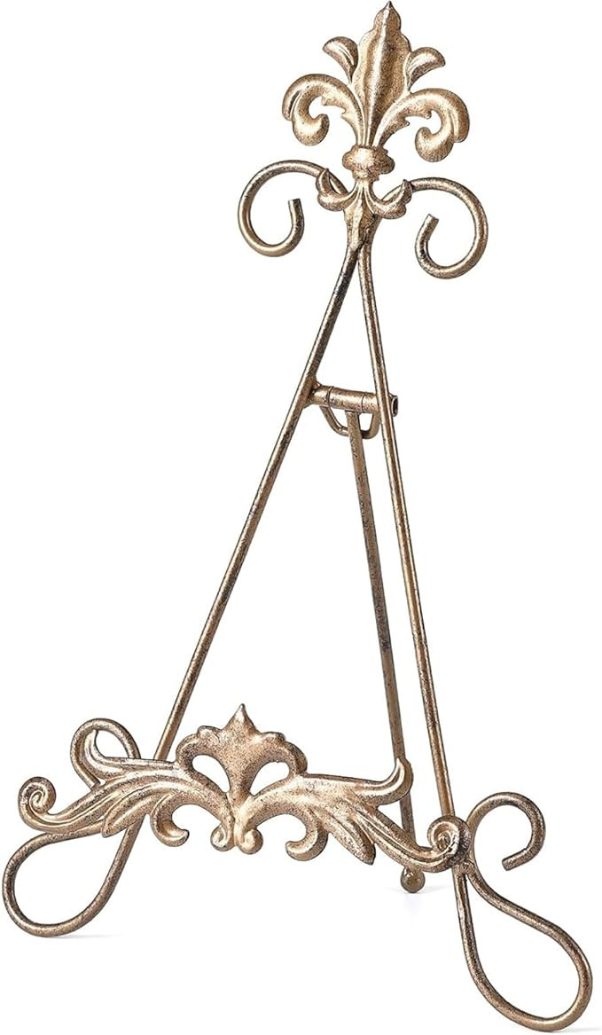 13.8" H Fleur-de-Lis Easel Stand,Metal Book Stand, Plate Holder Display Stand, Picture Frame Stan... | Amazon (US)