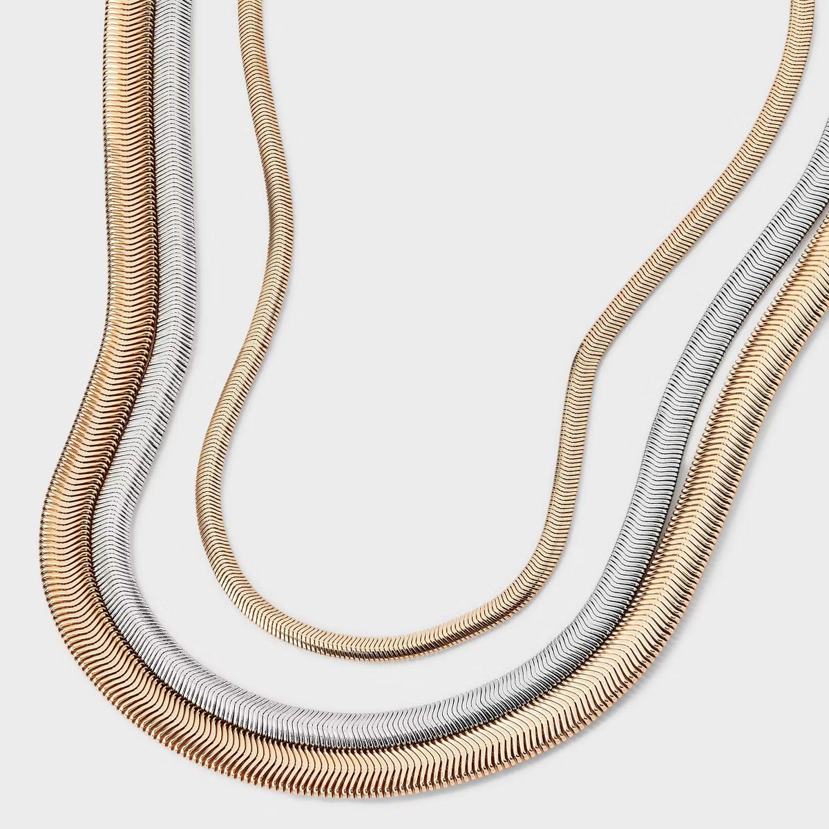 Herringbone Multi-Strand Necklace - A New Day™ Silver/Gold | Target