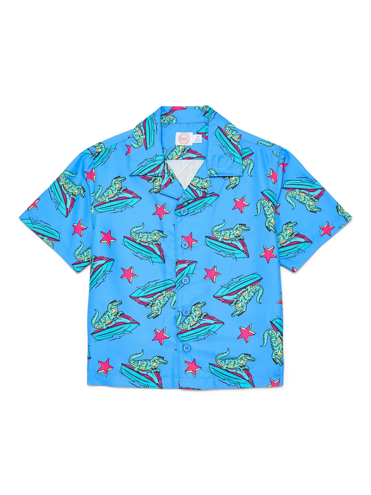 Wonder Nation Little and Big Boys Cabana Sun Shirt with UPF50+, Sizes 4-18 & Husky | Walmart (US)