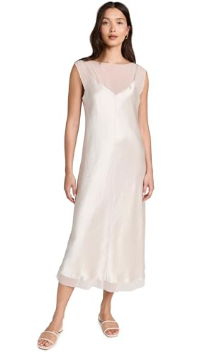 Vince Womens Chiffon Layered Slip Dress, Champagne, X-Large | Amazon (US)