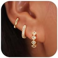 Gold Hoop Earrings Set for Women Trendy, 14K Gold Plated Chunky Hypoallergenic Small Diamond Cart... | Amazon (US)