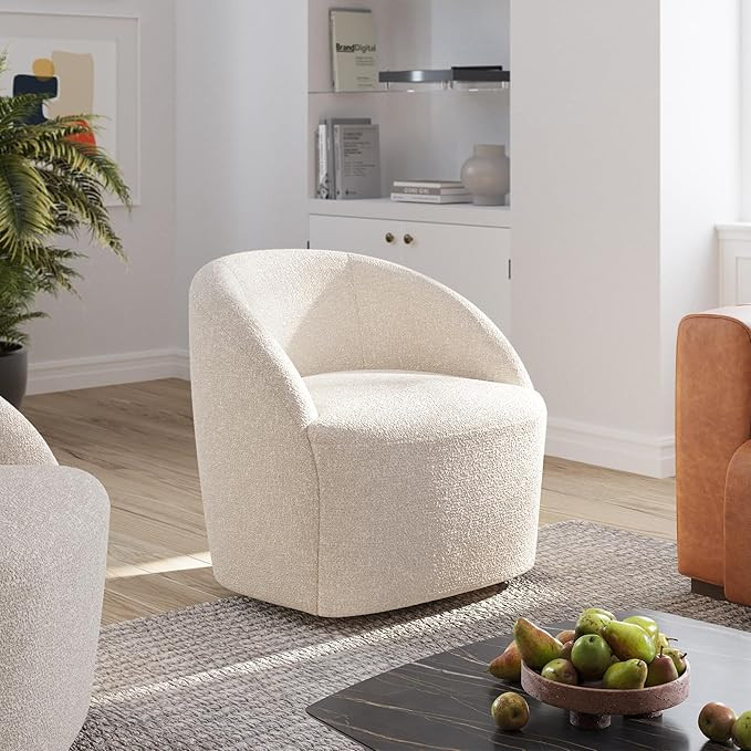 POLY & BARK Alma Swivel Lounge Chair, Ivory White Boucle | Amazon (US)