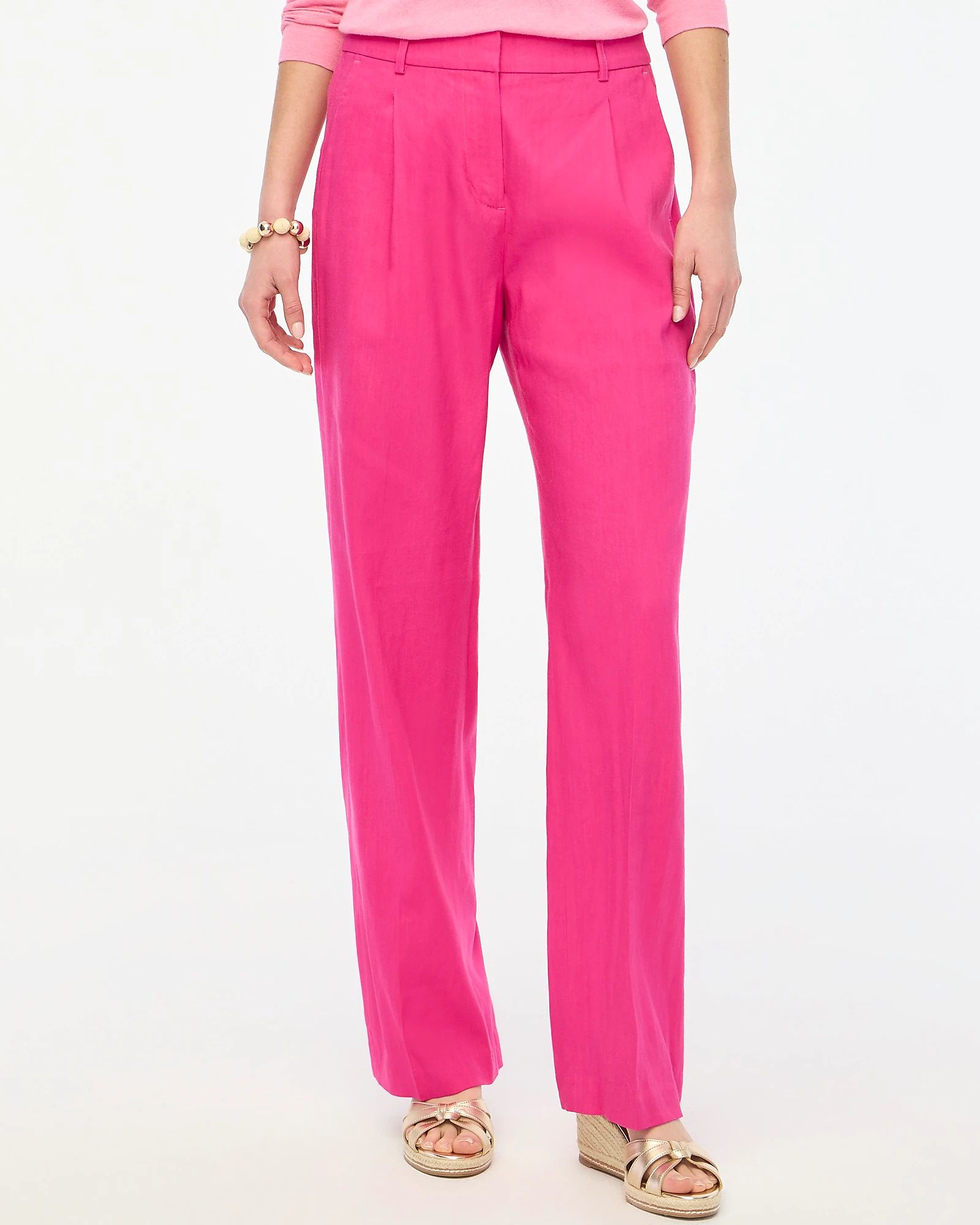 Linen-blend wide-leg pleated trouser pant | J.Crew Factory