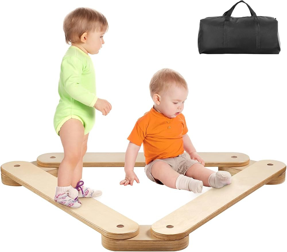 VEVOR Balance Beam Stepping Stones, 3 PCS Wooden Toddler Balance Boards, Montessori Toy for Kids ... | Amazon (US)