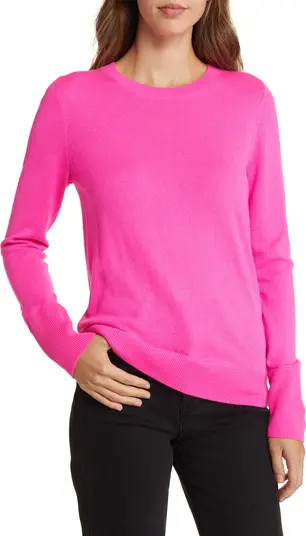 caslon(r) Wool Blend Crewneck Sweater in Black at Nordstrom, Size Large | Nordstrom
