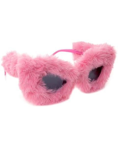 FEISEDY Women Plush Fuzzy Cat Eye Sunglasses Punk Soft Velvet Shades Ladies Handmade Party Masque... | Amazon (US)