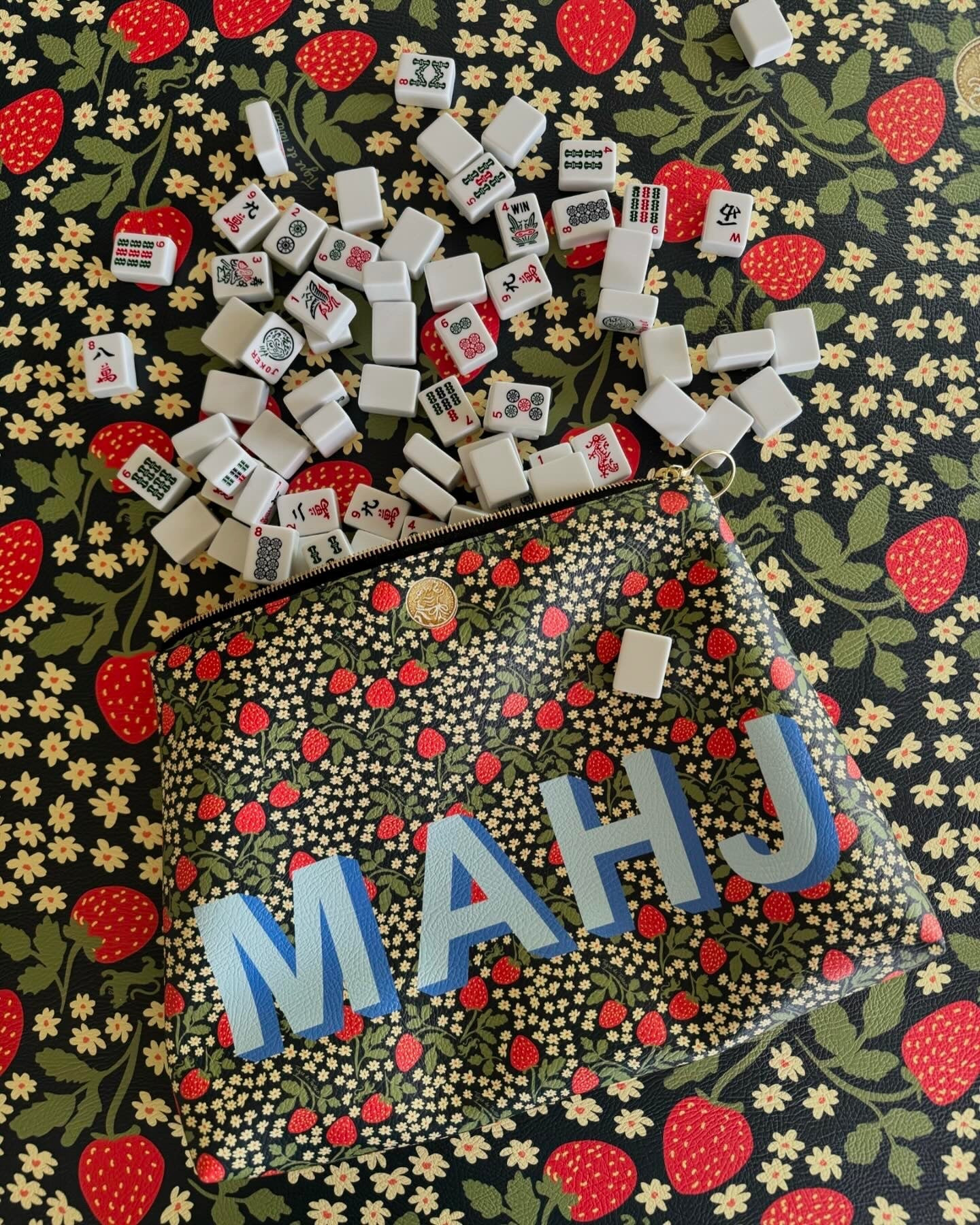 Roomy Leather Mahjong Tile Bag, MAHJ STRAWBERRY | Jones & Daughters