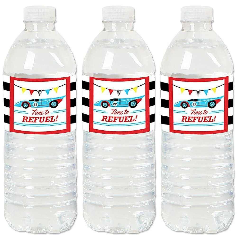 Let's Go Racing - Racecar - Race Car Birthday Party or Baby Shower Water Bottle Sticker Labels - ... | Big Dot of Happiness