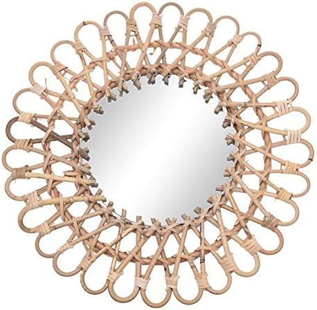 Rattan Round Mirror,Rattan Wall-Mounted Mirrors,Creative Art Deco Round Mirror Living Room Wall H... | Amazon (US)