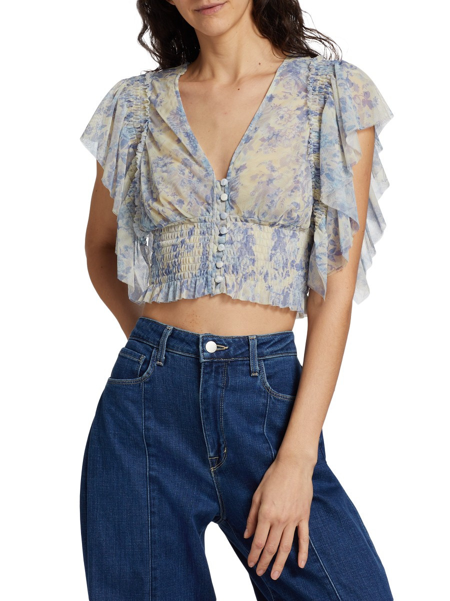 Free People Women's Sugar Crop Top - Ivory Blue - Size XS | Saks Fifth Avenue OFF 5TH