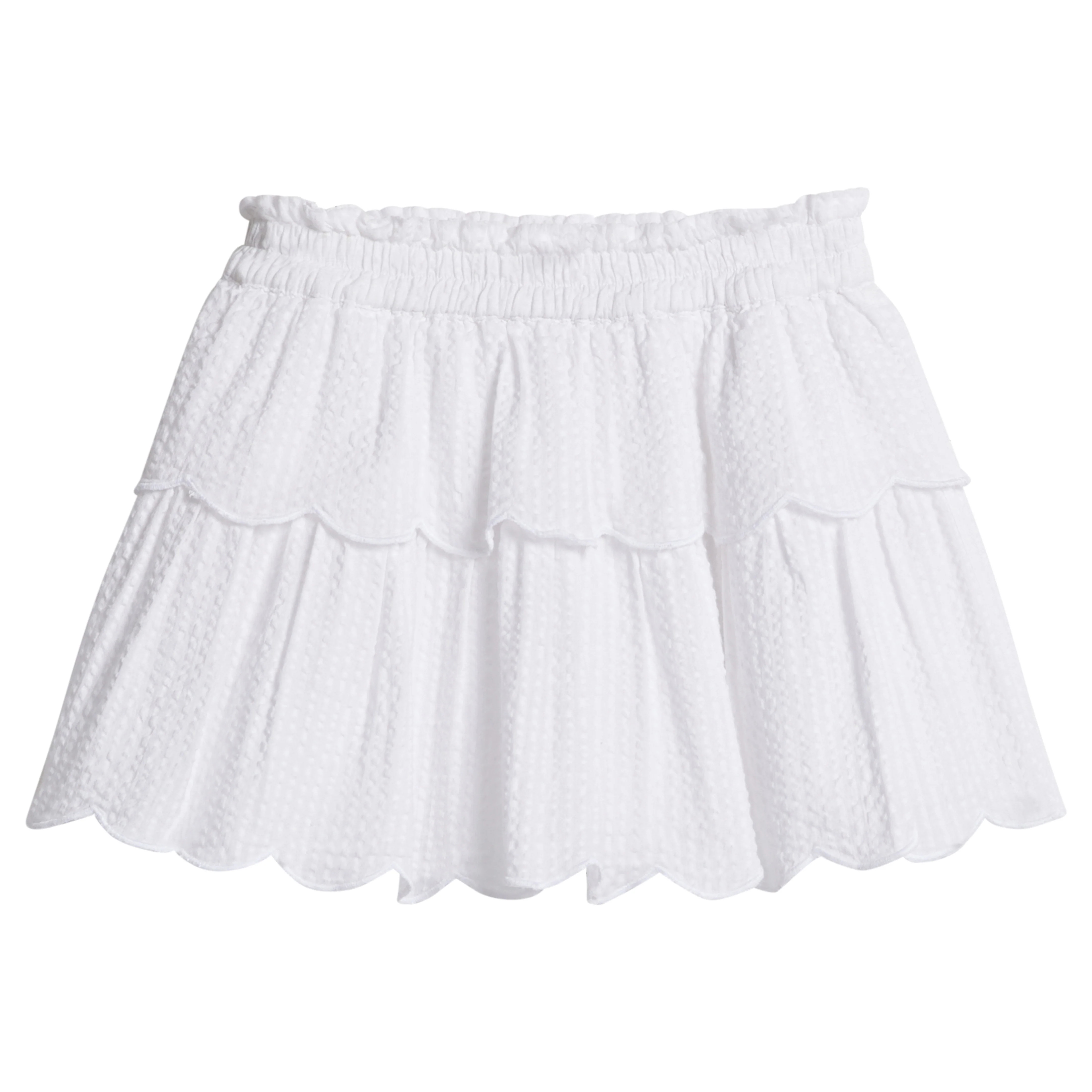 Tiered Skort - White Seersucker | BISBY Kids