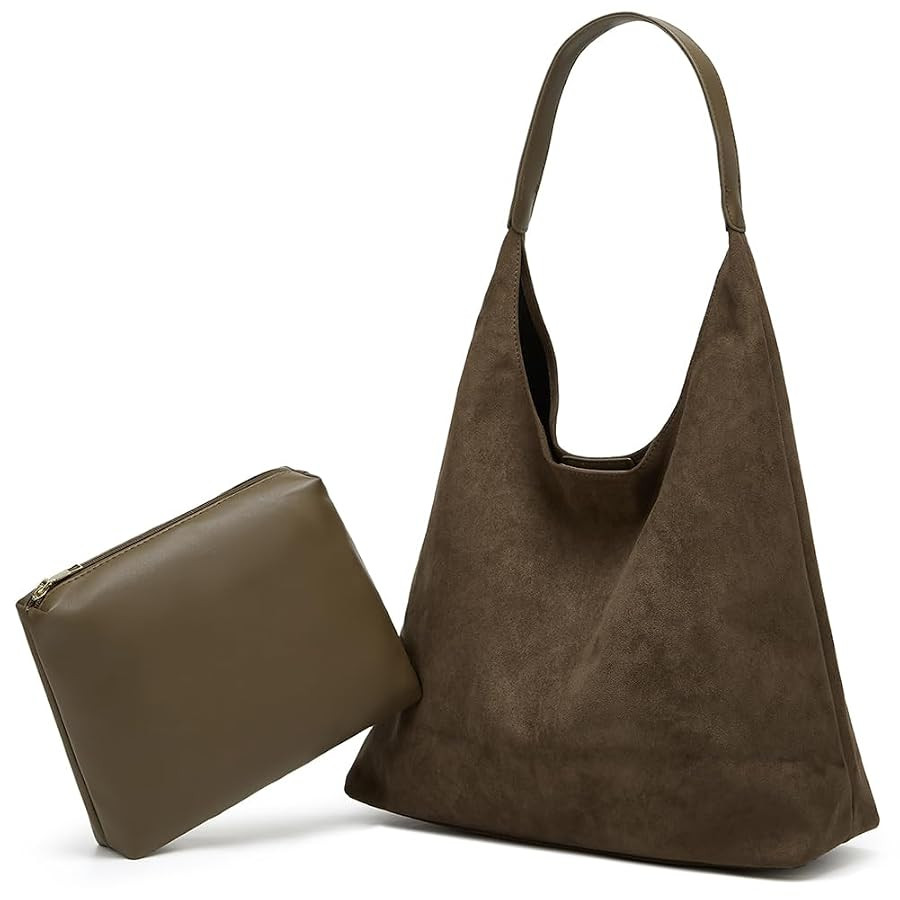 Slouchy Suede Shoulder Bags for Women Large Tote Purse Retro Soft Handbag Casual Work Ladies Top ... | Amazon (US)
