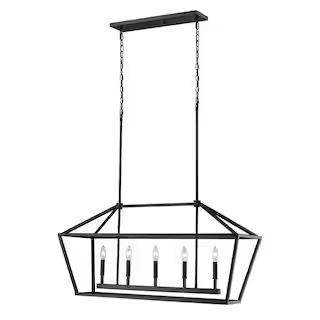 3245-MB 5-Light 40 in. Wide Taper Candle Matte Black Chandelier | The Home Depot