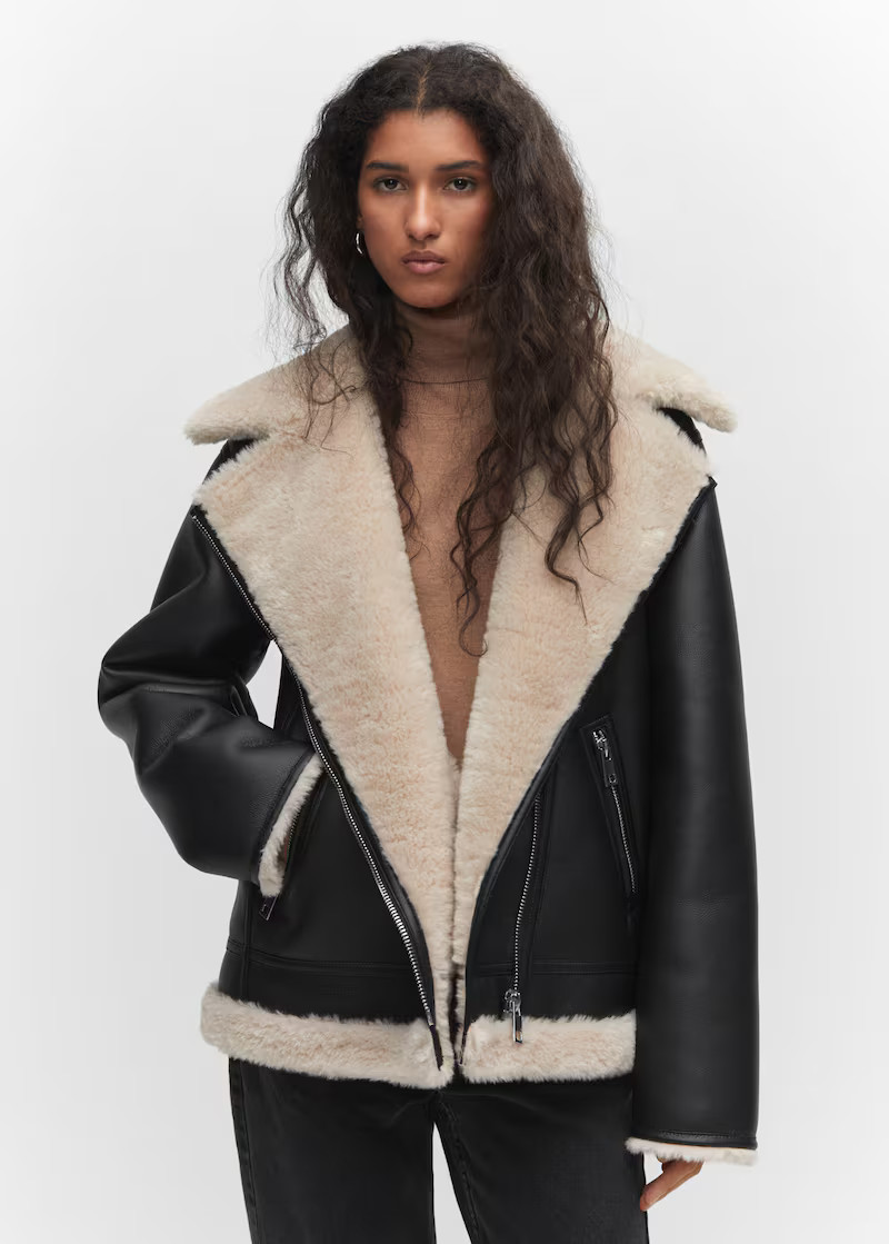 Faux shearling-lined jacket | MANGO (US)