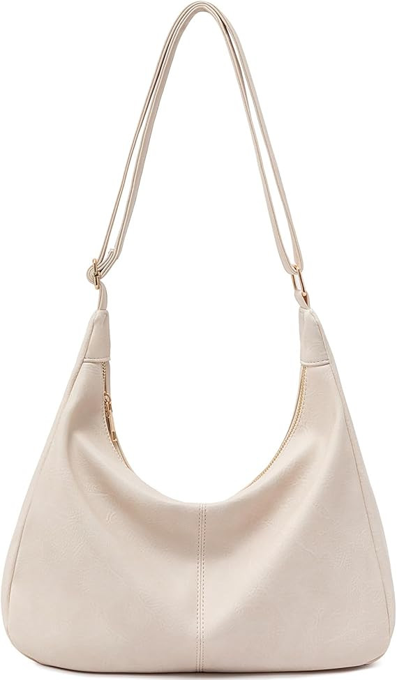 NIUEIMEE ZHOU Hobo Bags for Women Foldable Vegan Leather Shoulder Handbag Slouchy Tote Crossbody ... | Amazon (US)