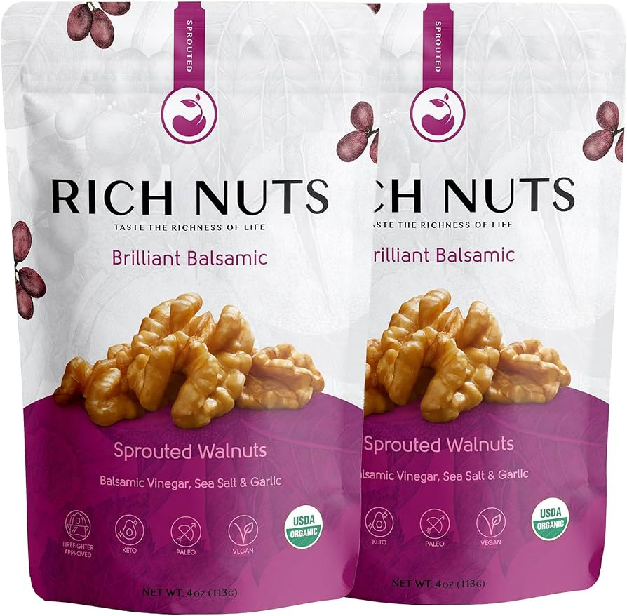 Rich Nuts Brilliant Balsamic Gourmet Sprouted Walnuts | Vegan, Paleo, Keto | Balsamic Vinegar, Ga... | Amazon (US)