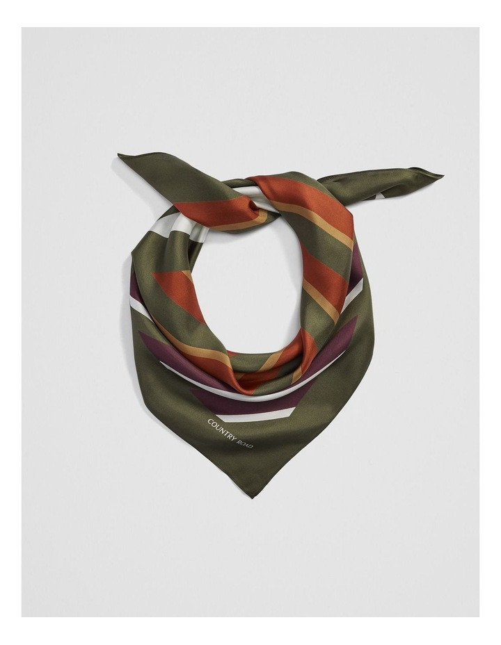 Country Road Silk Multi Stripe Scarf in Olivine Brown One Size | Myer