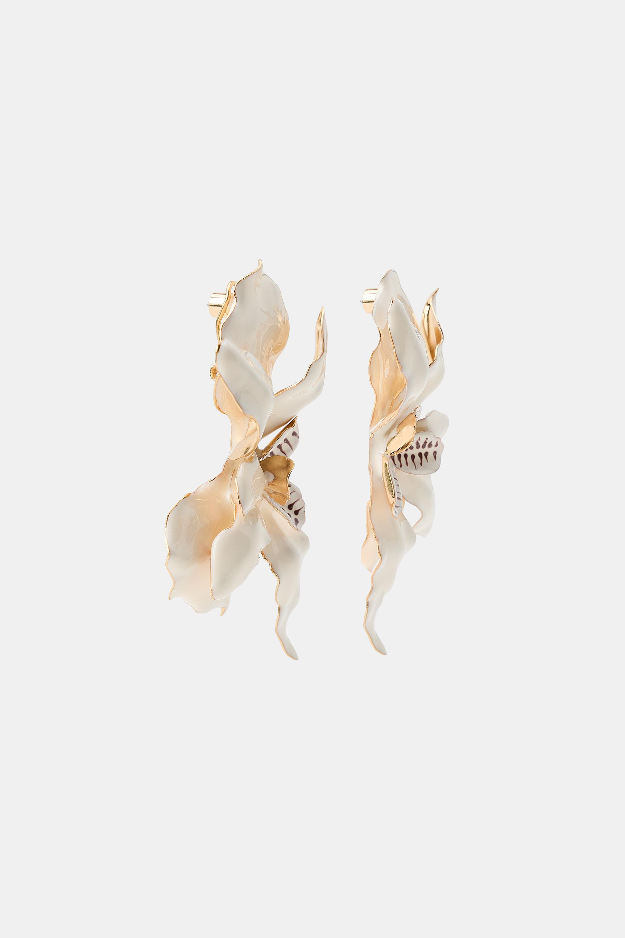MAXI FAN FLOWER EARRINGS | Zara UK