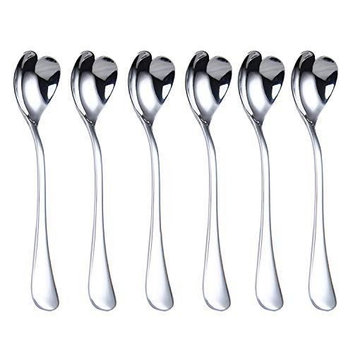 Mini Coffee Spoons, Demitasse Spoons, heart shaped spoons, 4.9-inch18/10 Stainless Steel Spoons Set Espresso Spoons, set of 6 | Amazon (US)