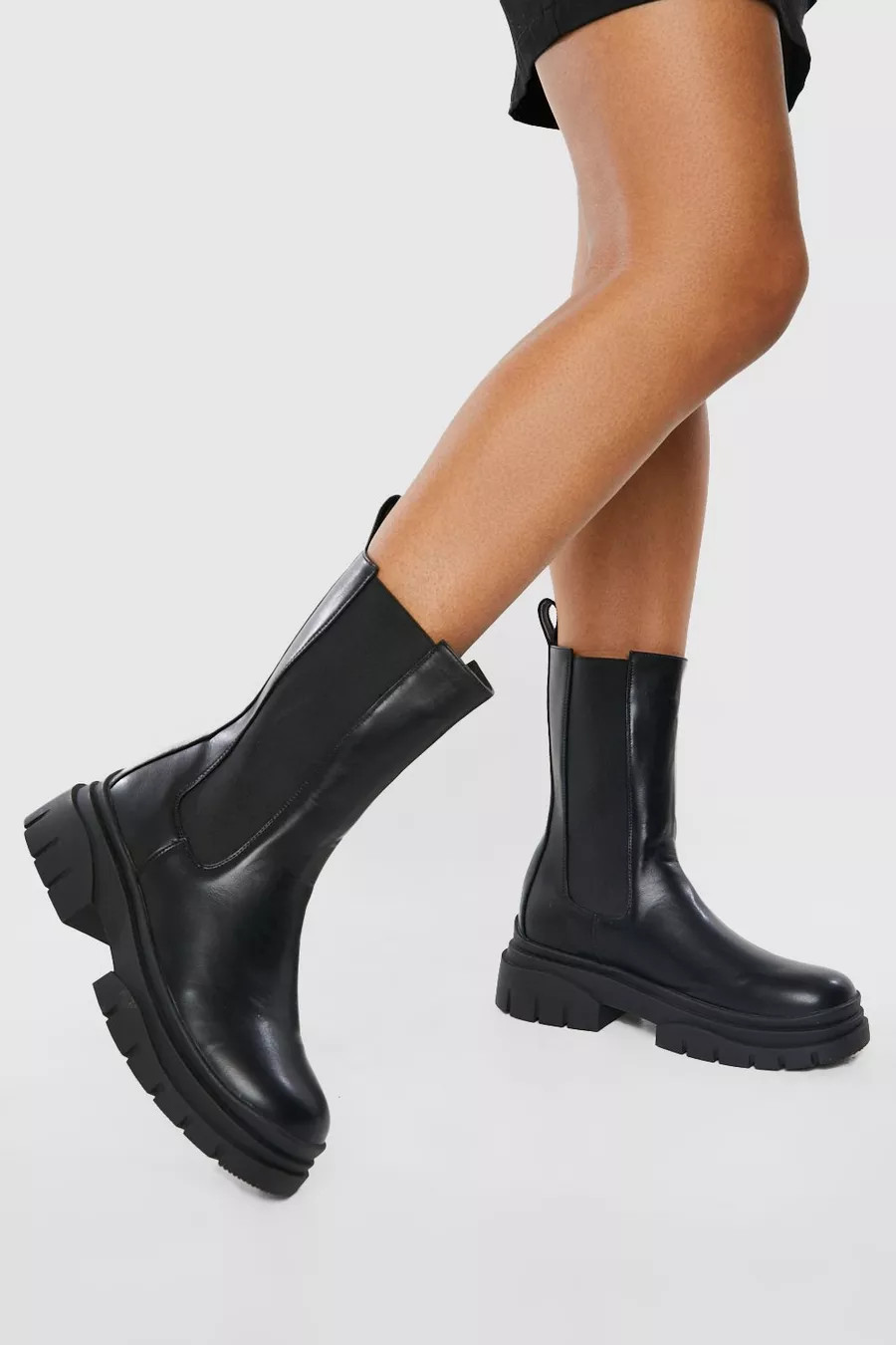 Tab Detail Chunky Chelsea Boots | Boohoo.com (US & CA)