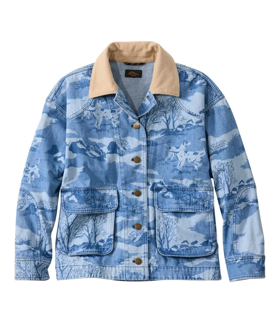 Women's Signature Double L Denim Barn Winter Coat, Novelty Heritage Dogs Extra Large, Denim/Metal L. L.Bean | L.L. Bean
